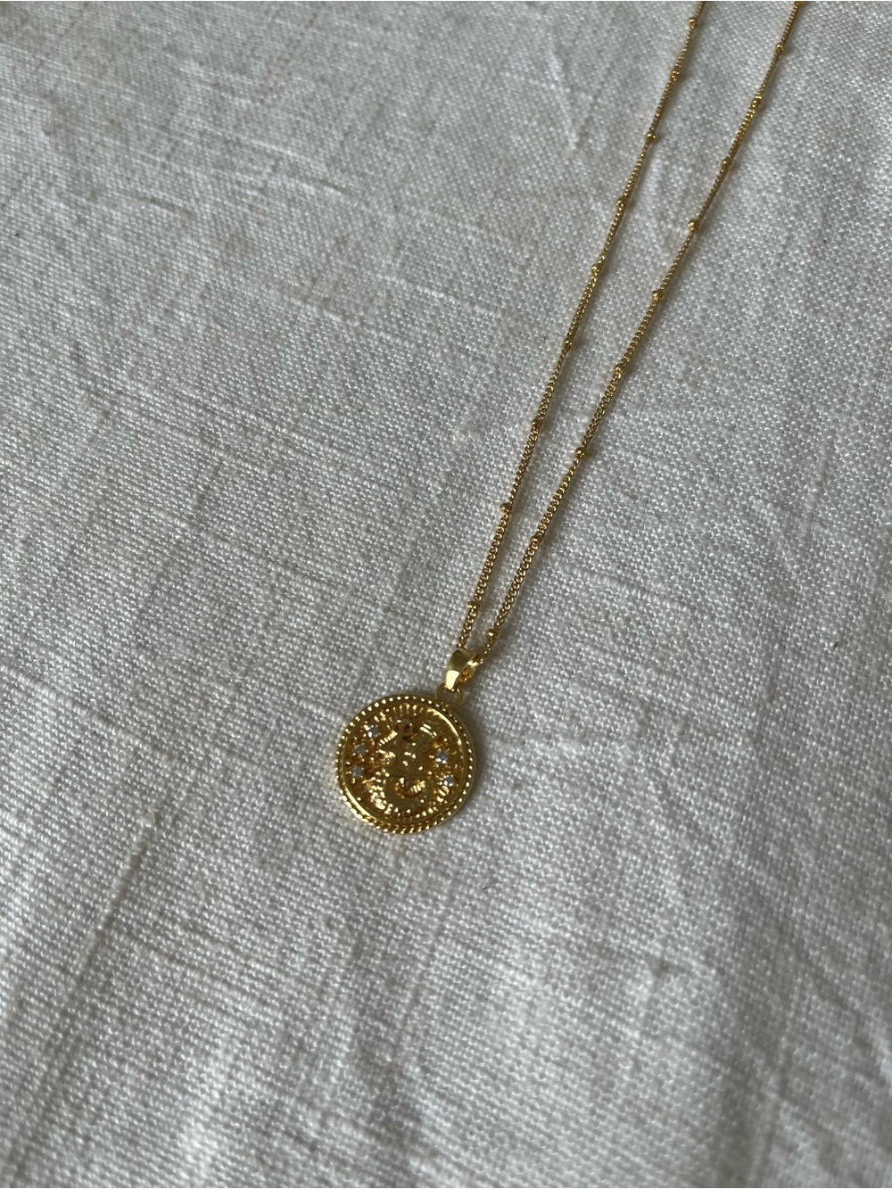 Celestial 18K Gold-Filled Aquarius Zodiac Pendant Coin Necklace